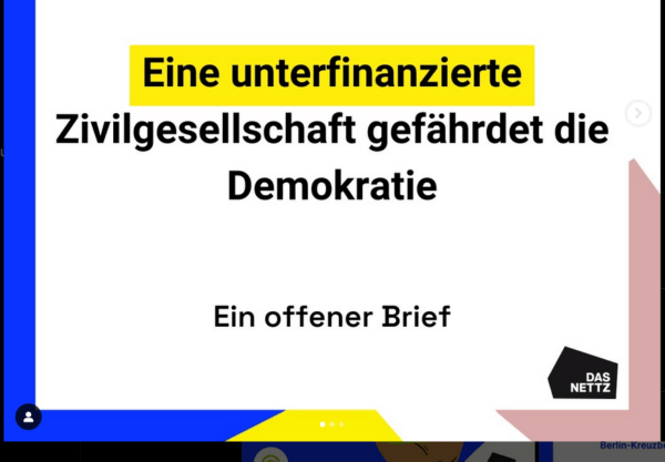 Offener Brief: Eine unterfinanzierte Zivilgesellschaft gefährdet die Demokratie