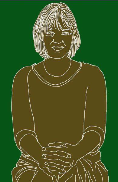 Junge Frau schaut aus dem Fenster